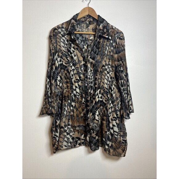 SERE NADE NEW‎ YORK WOMAN ANIMAL PRINT L/S BLOUSE, size XL - Picture 1 of 4